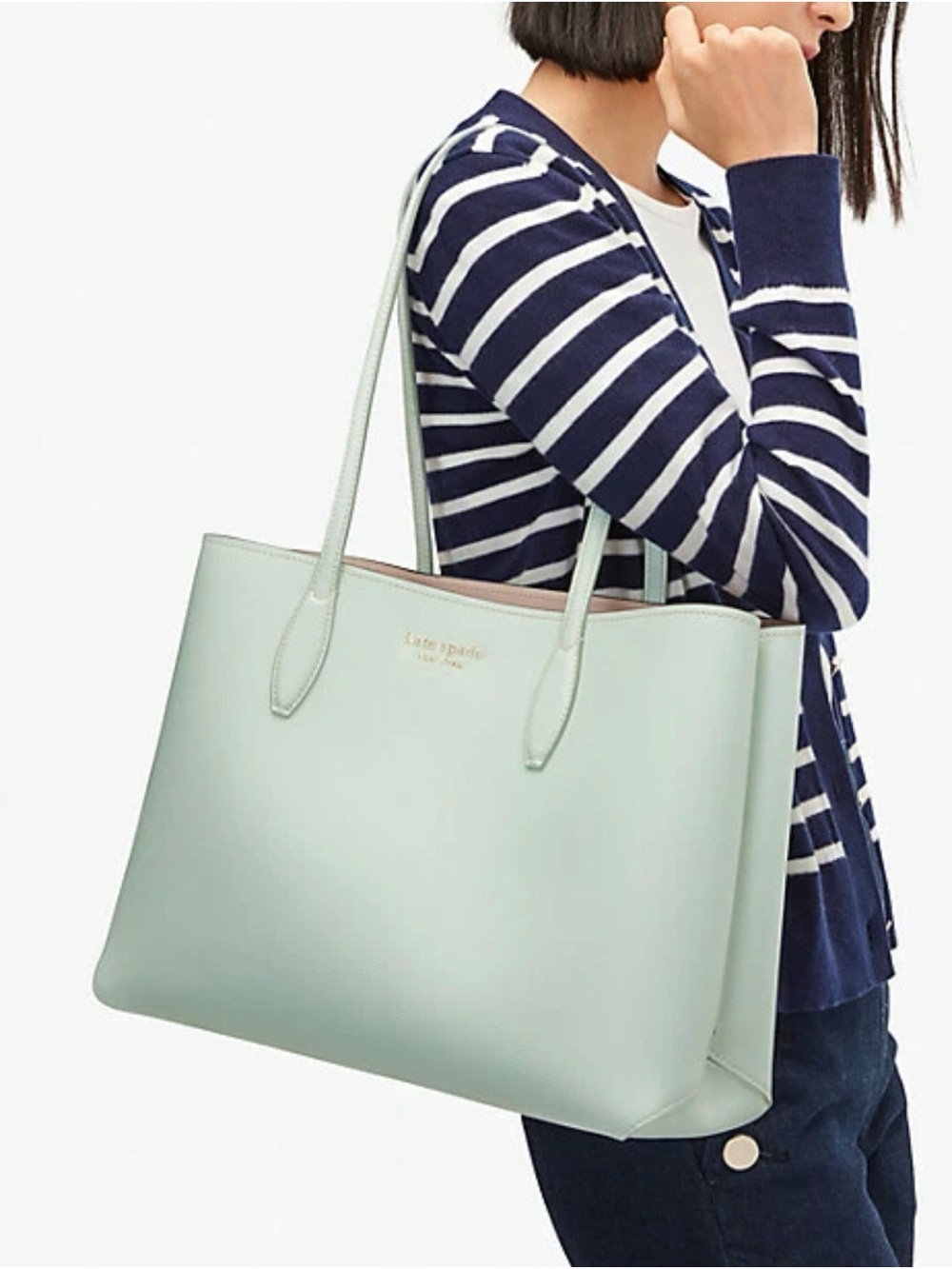 NWT Kate Spade All Day Large Leather Tote Crystal Blue w/Wristlet